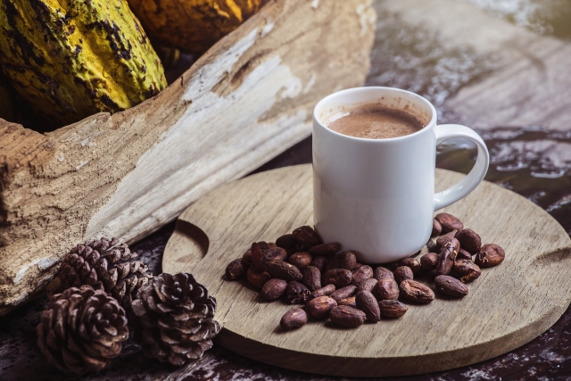 sladkij napitok kakao v beloj kruzhke 2015