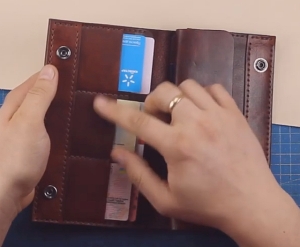 Roomy wallet for cards, passport and car documents made of leather