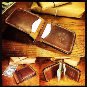 Free Mascon leather wallet pattern with money clip from Leatherpattern