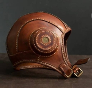 Pattern leather aviator helmet in steampunk style by VasileandPavel