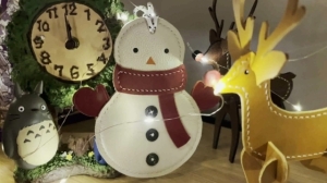 Free template Christmas tree toy Snowman made of leather from project Oin