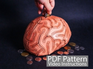 Free Leather Brain Piggy Bank Pattern from Paintyee Designs