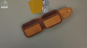 Free pattern semi-circle bifold wallet with flap from Shooka leather