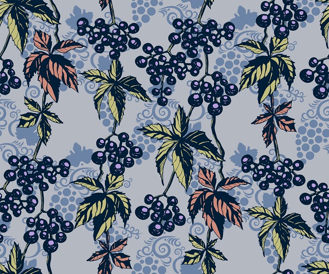 Seamless floral pattern with grape thumbs